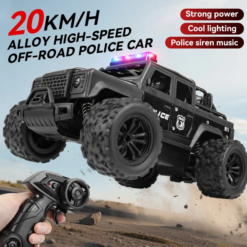 Veículos audiovisuais de tração nas quatro rodas em grande escala, veículos off-road infantis e brinquedos e presentes especiais de modelo de carro de polícia