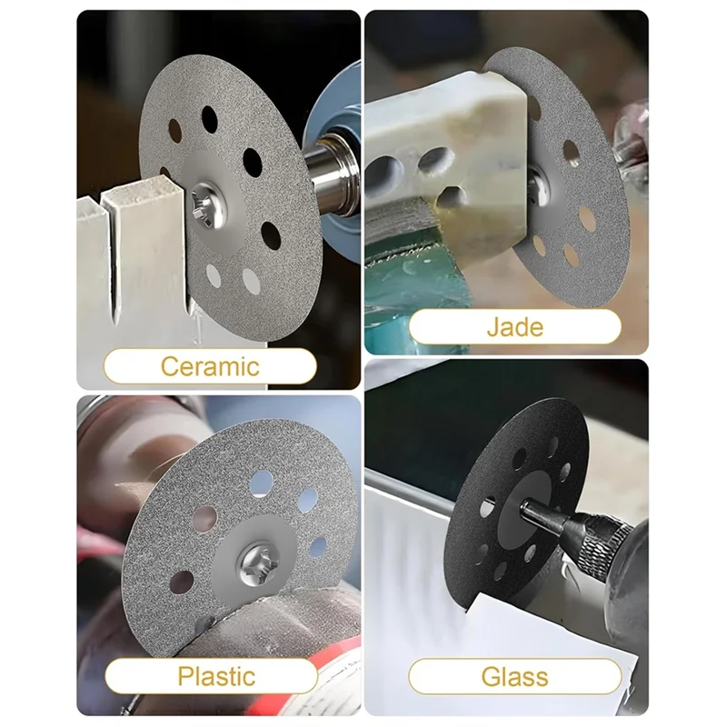

ABJO-32Pcs Diamond Cutting Wheels And Grinding Bits Set 10Pcs Cutting Discs(22Mm),3Mm Mandrel,20Pcs Drill Bits