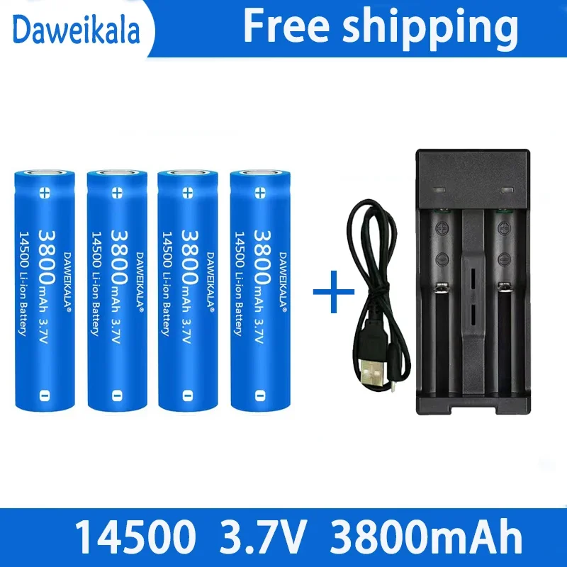 14500 battery 3.7V large capacity 3800mah lithium ion battery, used for electric toothbrush, razor, barber rechargeable battery