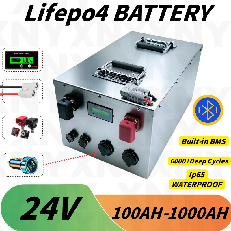 

Аккумулятор LiFePO4 для солнечных систем 2 кВт, для автодомов и уличного использования, 24В, различные емкости от 100Ач до 1000Ач, литий-железо-фосфатный, 10-летний срок службы, Li