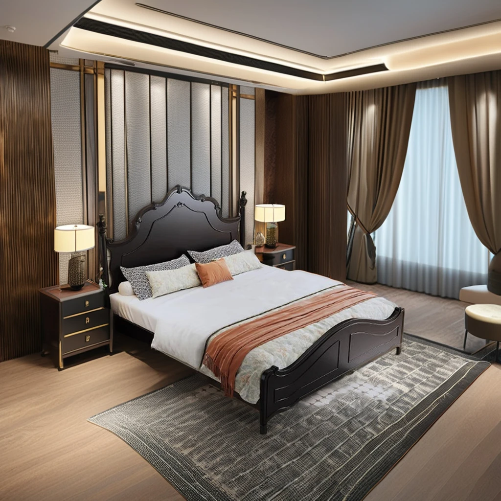 #Antique Black Solid Wood Bedroom Suite Traditional Best Black Matte Panel Furniture Suit