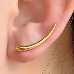 Simple Clip Piercing Minimalist Ear Cuff Crescent Moon Earrings Celeseial Ear Jacket Stud Earring for Women Crawlers Jewelry