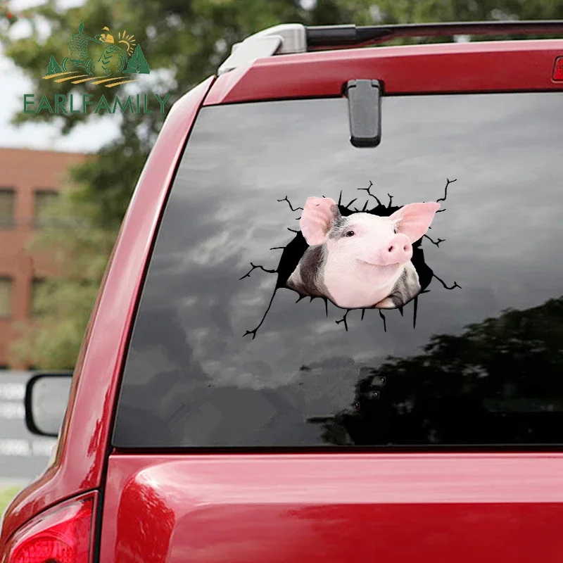 EARLFAMILY 13 cm x 10 cm für Pig Camper Autozubehör Aufkleber Motorrad Autoaufkleber Laptop Windschutzscheibe Kofferraum Fenster Vinyl Dekor