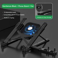 Foldable Laptop Cooling Stand Adjustable Height with Cooling Fan Laptop Stand Holder with Phone Holder Desk Tablet Mount Bracket