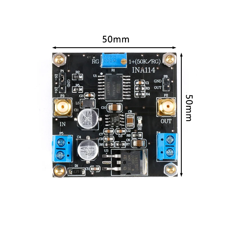 INA114 Instrumentation Amplifier Board Module 1000 Times Gain Adjustable Single Power Supply Single-ended Differential Input