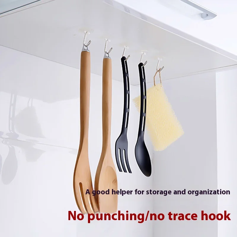 20pc Transparent Heavy Duty Utility Hooks for Wall Hanging, Transparent Traceless Adhesive Wall Hooks No Drilling