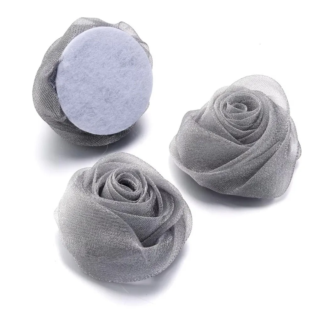 3Pcs 5cm Organza Fabric Rose Flower Colorful Fabric Chiffon Artificial Flower Flower Shape Artificial Flower Head