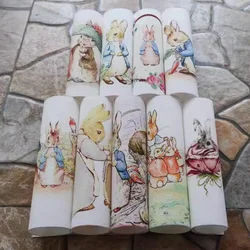 Hand Dyed Cotton Canvas Fabric Cartoon Rabbit Family For DIY Sewing & Quilting Purse Book Cover Home Decoration Material