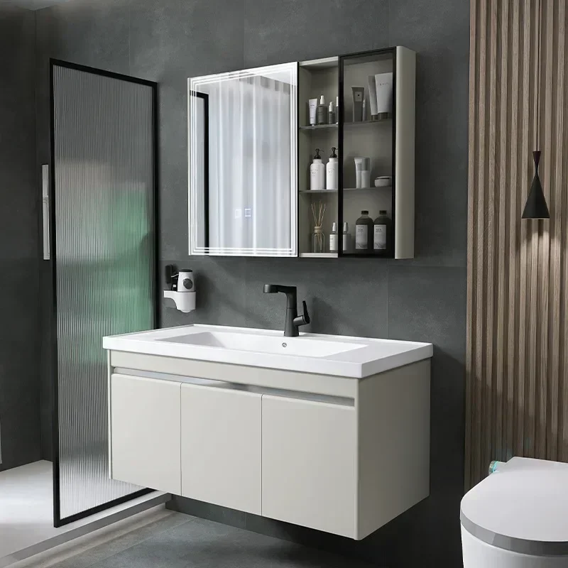 

Stainless Steel Washbasin Storage Bathroom Cabinet Mirror Wall Shelf Drawer Bathroom Cabinets Display Casa Arredo Room Furniture