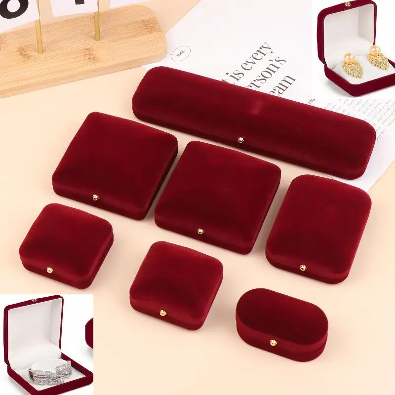 

1PCS Flocking Gold Buckle Jewelry Box Pendant Ring Necklace Earring Bracelet Display Storage Box Luxury Feelings Packaging Box