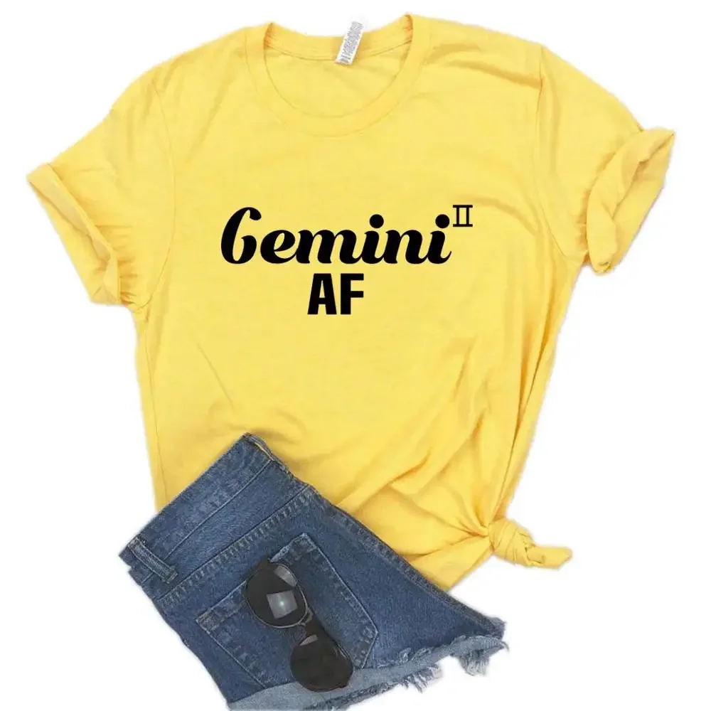 Camiseta com estampa AF de Gêmeos feminina, vintage casual, blusa solta para menina, gráfica, macia, criativa, respirável, manga curta, camiseta hipster