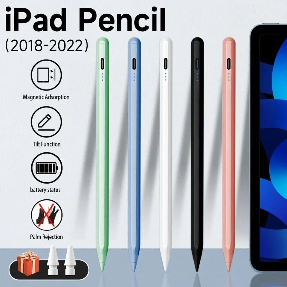 Active Pencil Compatible with For Apple Pencil 2 1 (2018-2020) Air 3rd/4t Touch Pen iPad 8 9 10th With Palm Rejectio Stylus Pen