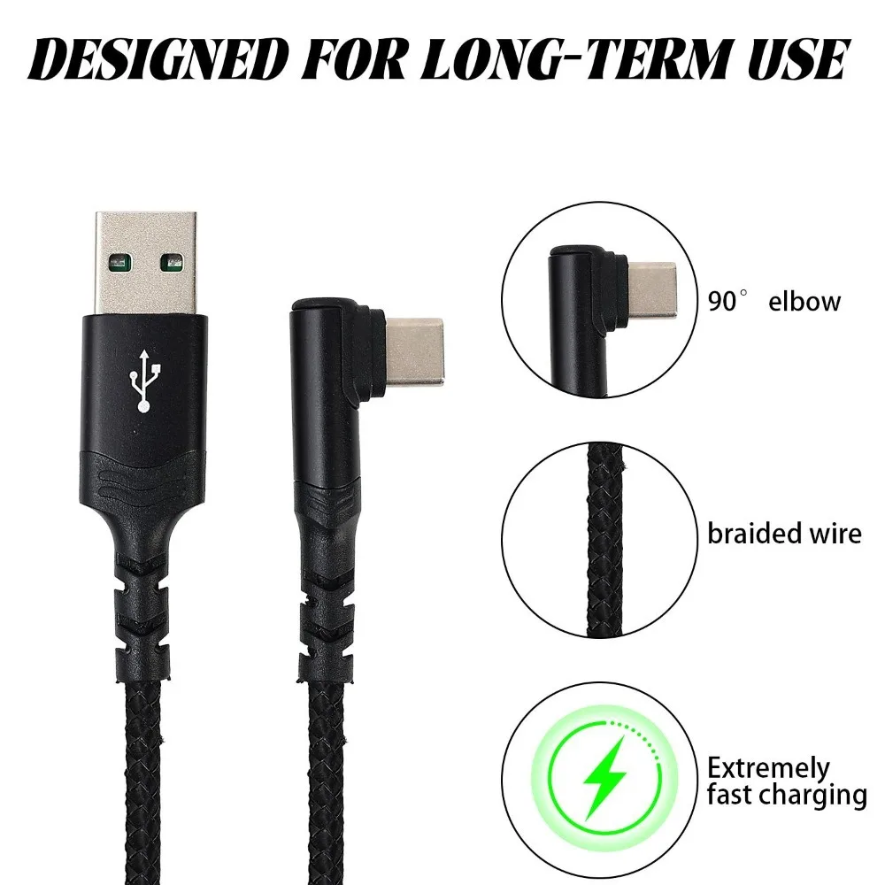 100W USB C Fast Charging Cables 90 Degree Right Angle USB-A To Type C Wire Cord Support Quick Data Transfer for Iphone Samsung