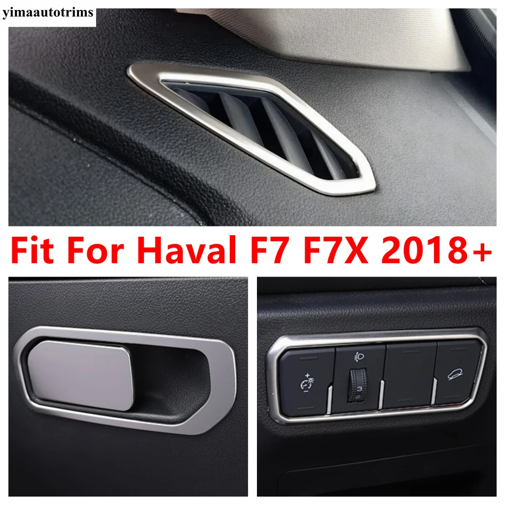 

Dashboard AC Air Vent Outlet / Head Light Lamp / Glove Box Sequin Cover Trim Accessories Interior For Haval F7 F7X 2018 - 2022