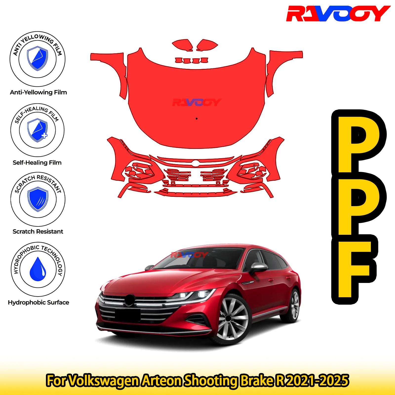 

For Volkswagen Arteon Shooting Brake R 2021-2025 Glossy Matte Black Precut front PPF Kit Paint Protection Film