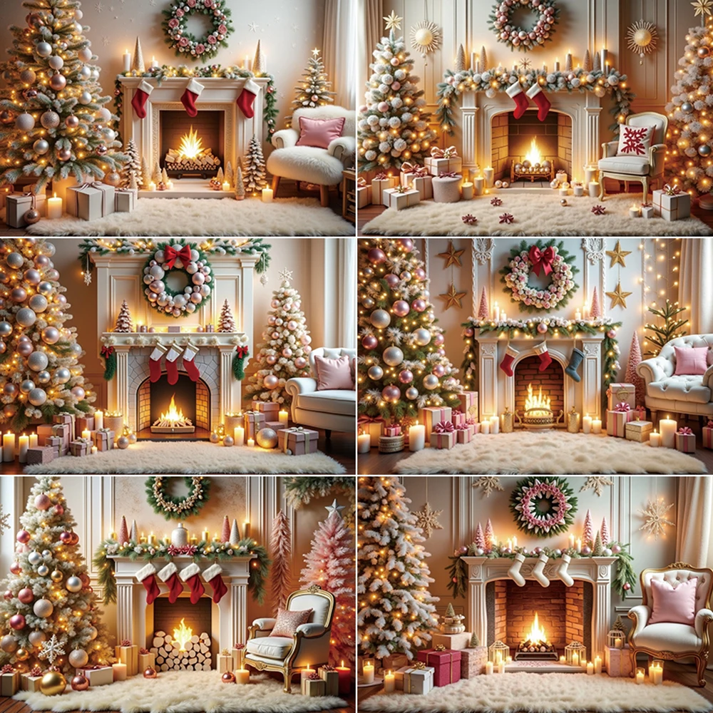 

MOON.QG Christmas Decoration Photography Backdrop Snowflake Xmas Trees Sock Gifts Photozone Background Child Studio Photocall