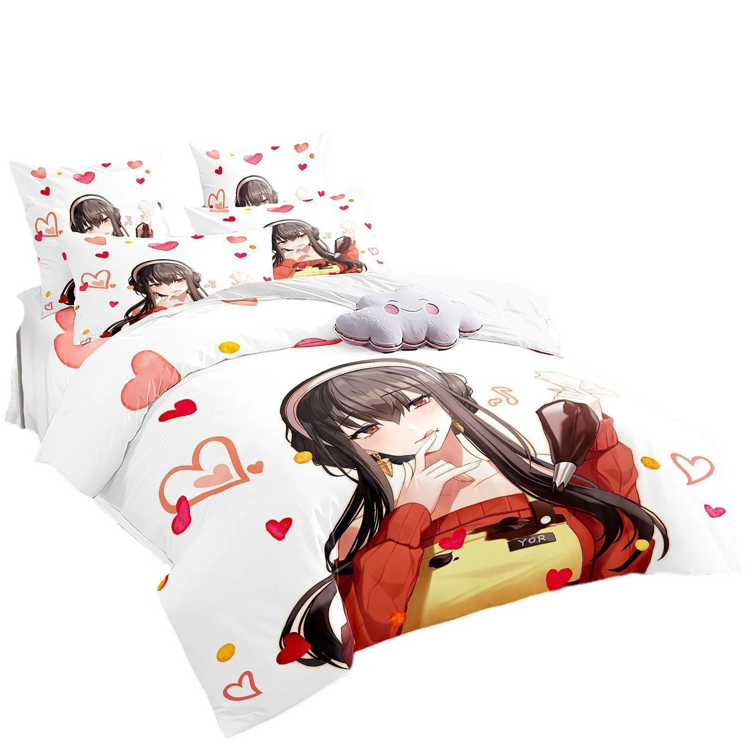 Kawaii Loid Forger أنيا غطاء لحاف مع سادات أنيمي الجاسوس X الأسرة طقم سرير الفتيات الصبي طفل مجموعة غطاء لحاف مجموعة