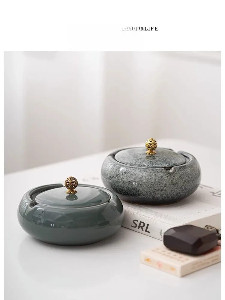 

Tlife Cerc Atray: Роскошный ветрозащитный и пылезащитный круглый поднос для гостиной с крышкой, креативный подарок, праздничные принадлежности