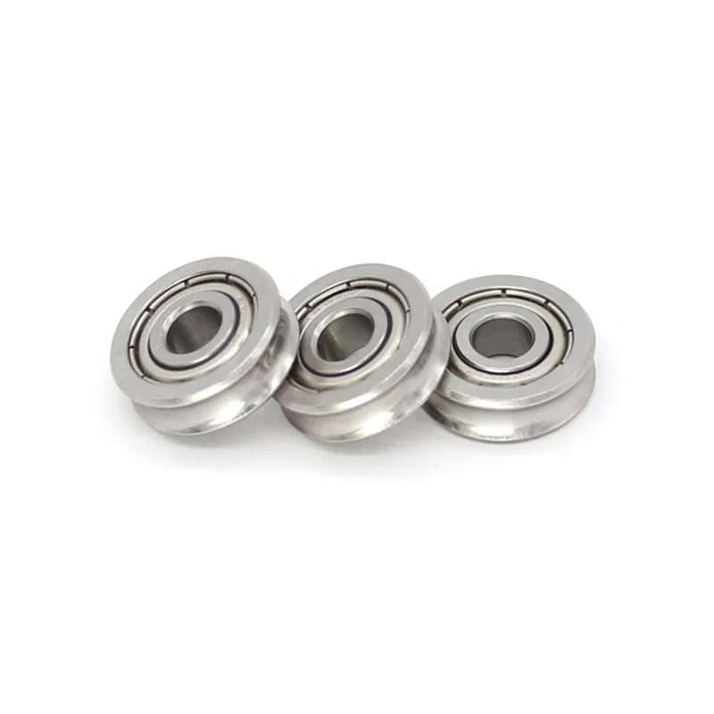 Stainless steel all-metal pulley S605Z non-standard deep groove ball bearing concave U-wheel 5 * 15.5 * 5mm