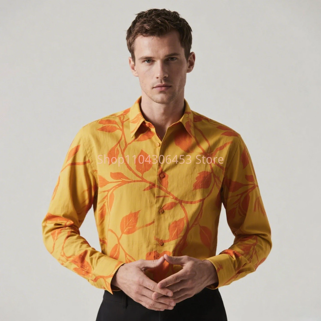 Men's Original Design Flowers Flying Dragon 3D Print High-end Shirt Men's Business Casual Formal Attendance Party Formal Top