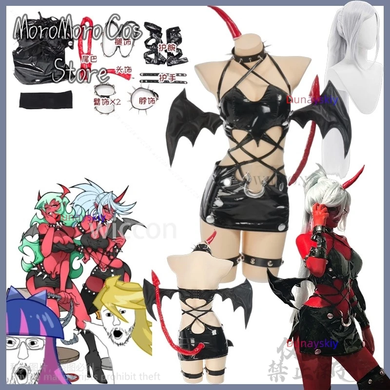 

Anime PANTY & STOCKING With GARTERBELT Cosplay Kneesocks Costume Sexy PU Tight Nightclub Queen Patent Leather Demon Halloween