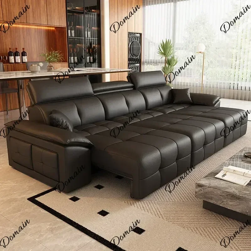 XX Luxury Modern Lawrence Retractable Couchs Multifunctional Leather Sofa Living Room Sofas And Seating Couch Bed Home Furniture