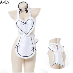 AniLV Love Bow Apron Anime Maid Temptation Uniform Bedtime Role Play Sexy Lingerie For Women Nightdress Erotic Clothes