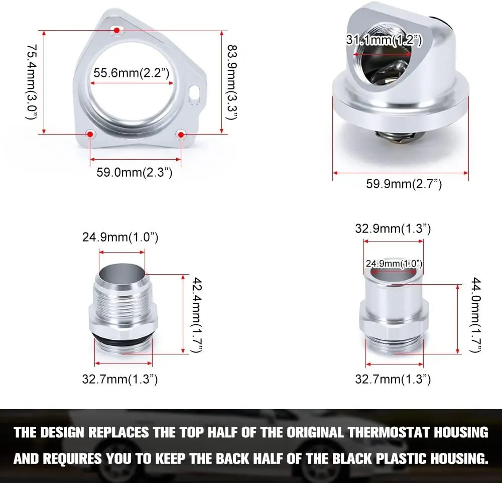 Aluminium radiateurslang draaibare halsthermostaatbehuizing voor Honda K-serie K20 K24