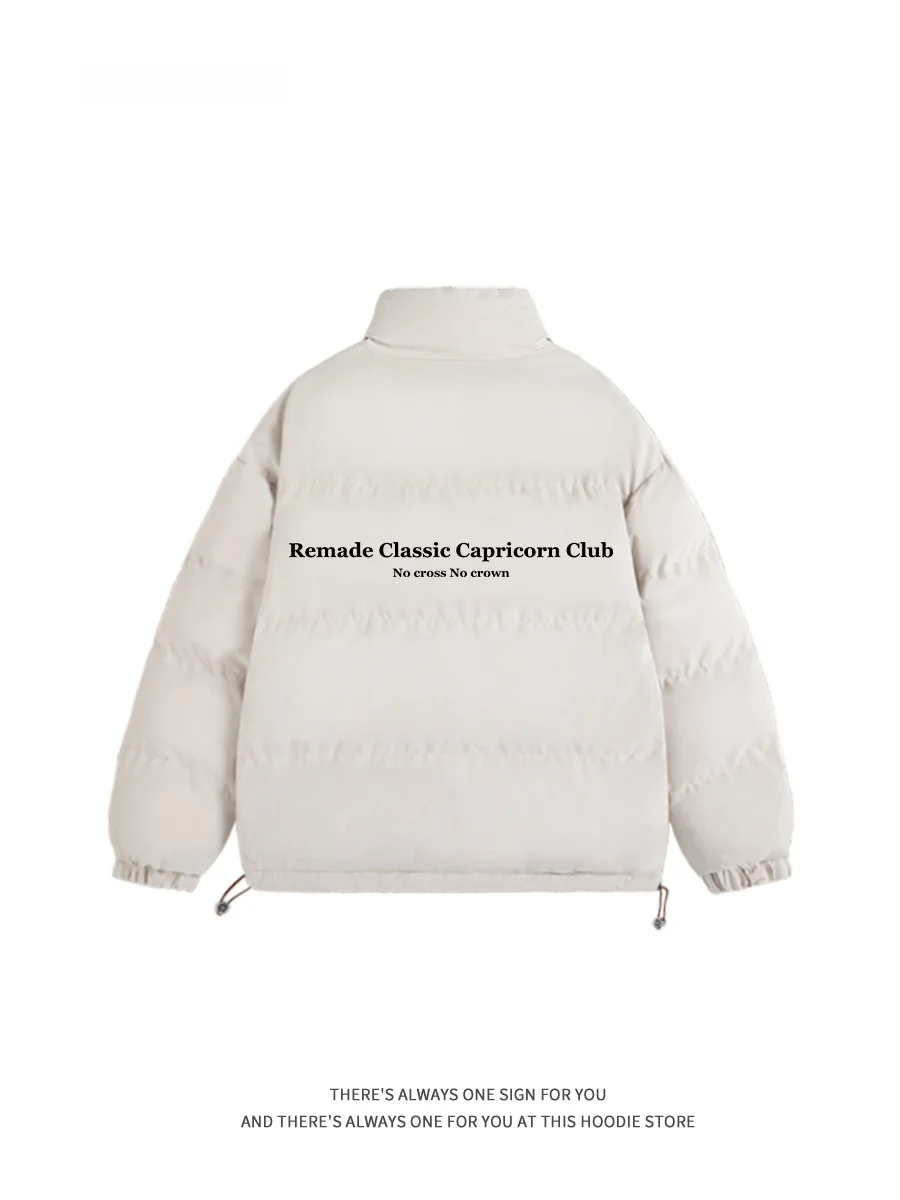 Capricorn American Letter Casual Cotton Jacket Women's Autumn Winter Thickened Stand Collar Bread Style Slimming Coat