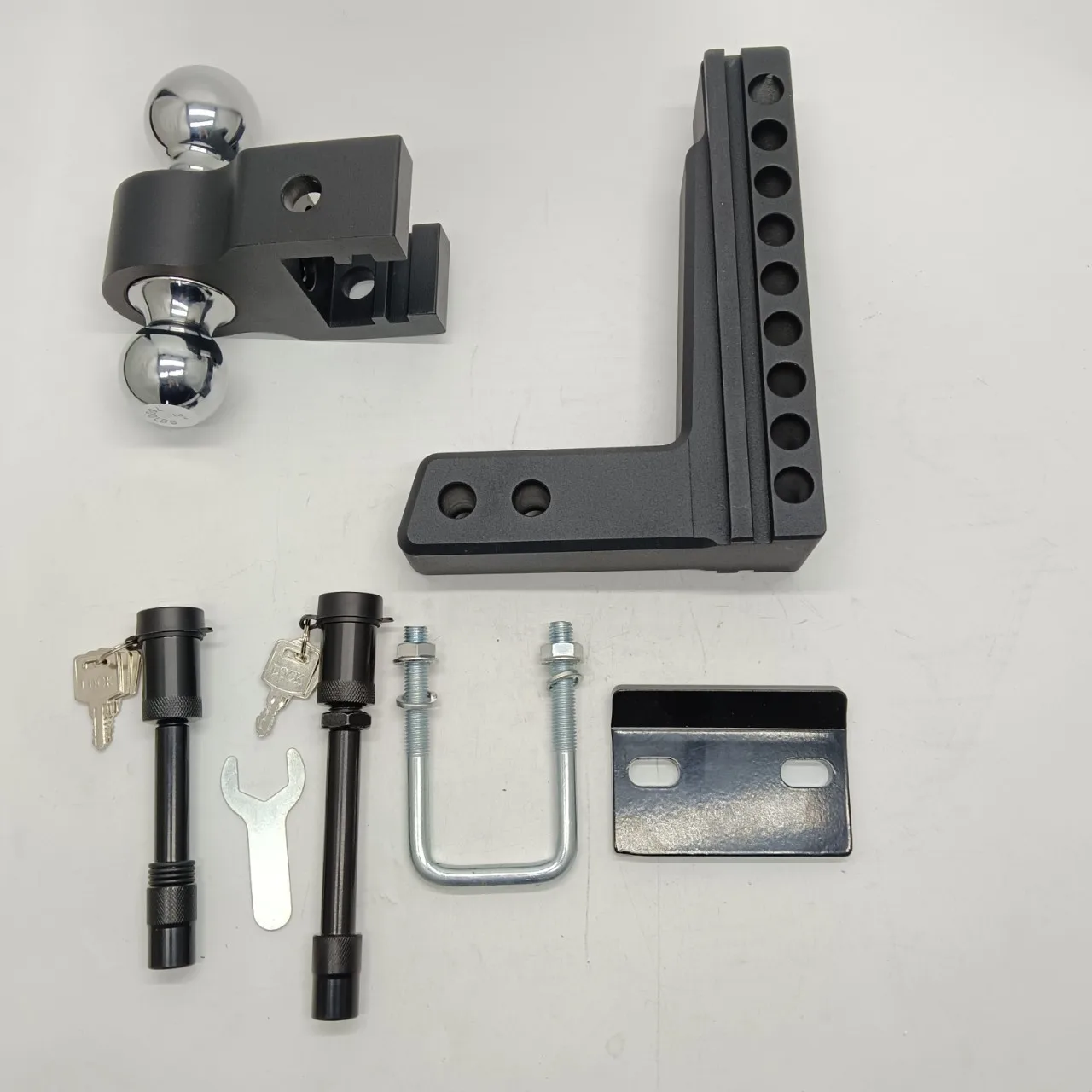 8-inch aluminum alloy multi-hole adjustable double ball trailer arm for off-road vehicle trailer hitch RV modification accessory