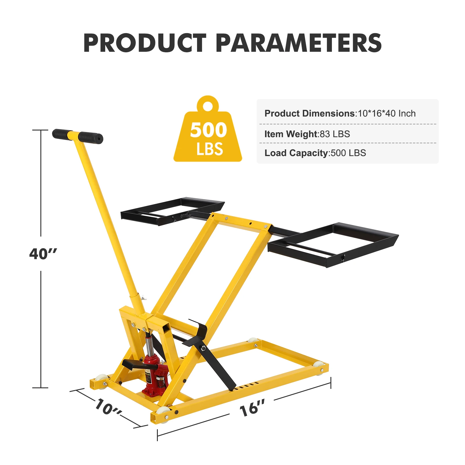 Lawn Mower Lift, Lawn Mower Lift Jack Load Capacity 500 LBS, Welded Solid Steel Mower Lifter, 26-1/2 inch Lift Height,