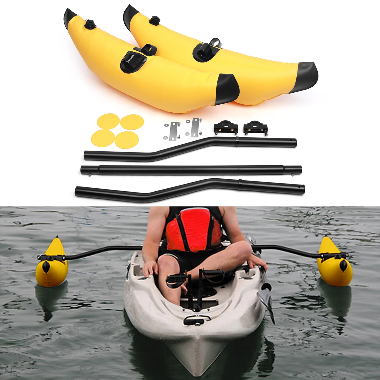 Kayak Stabilization System PVC Inflatable Outrigger Float Rods Paddling Kit Ocean Going Boats Sailing Fishing Paddling Gear