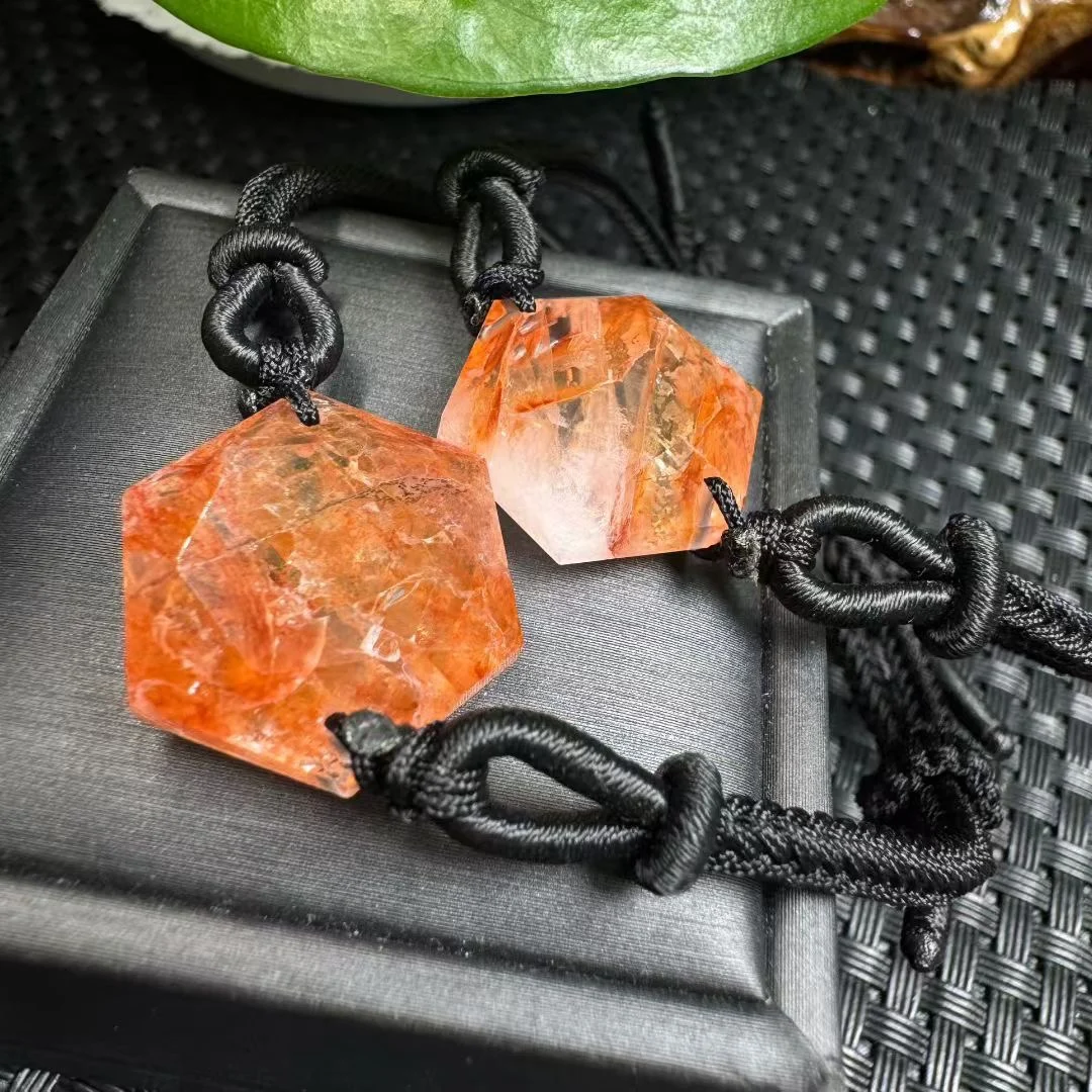 1 Pc Fengbaowu Natural Red Hematoid Quartz Hexagram Bracelet Crystal Reiki Healing Stone Jewelry Gift For Women Men