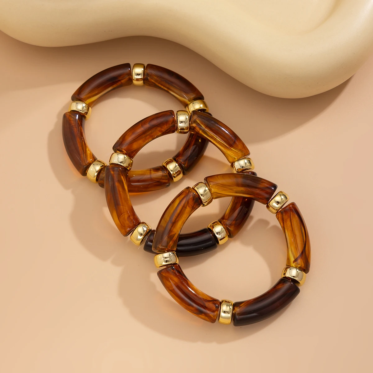 PuRui 3 Teile/satz Bohomia Bunte Bambus Rohr Stapelbare Kunststoff Perlen Armband für Frauen Vintage Elastische Armreif Paar Schmuck – Detail 9
