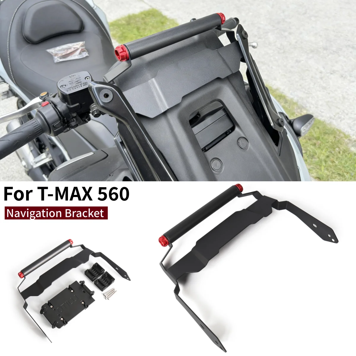 

For YAMAHA TMAX 560 TMAX560 T-MAX560 2025 Motorcycle Navigation Plate Bracket Windshield GPS Mount Stand Phone Holder 22mm Rod