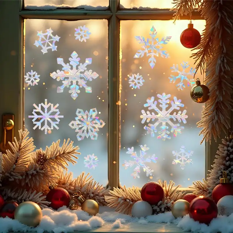 2027 Happy New Year Window Sticker Knitted Sheep Design Double Sided Same Color for Home Party Wall Decoration