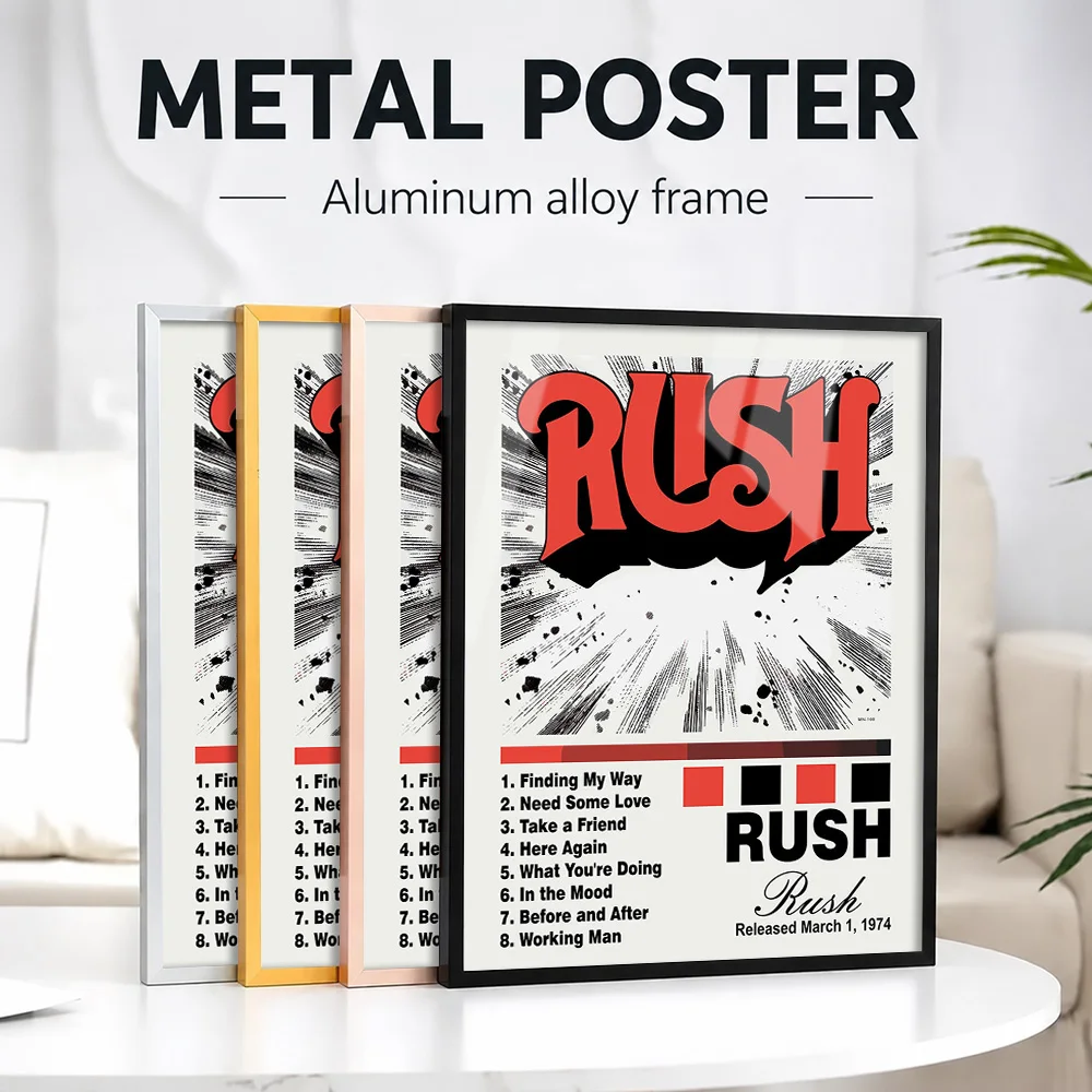 Rush Album Cover Framed Metal Print Customized Photo Editorial Tracklist Style Wall Art For Listening Room Vinyl Collector Gift