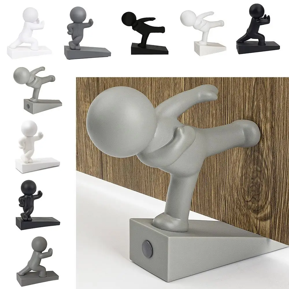 Funny Cartoon Decorative Door Stop Non-slip Action Figure Door Stopper No Drilling Anti Collision Door Bumper for Home&Bedroom