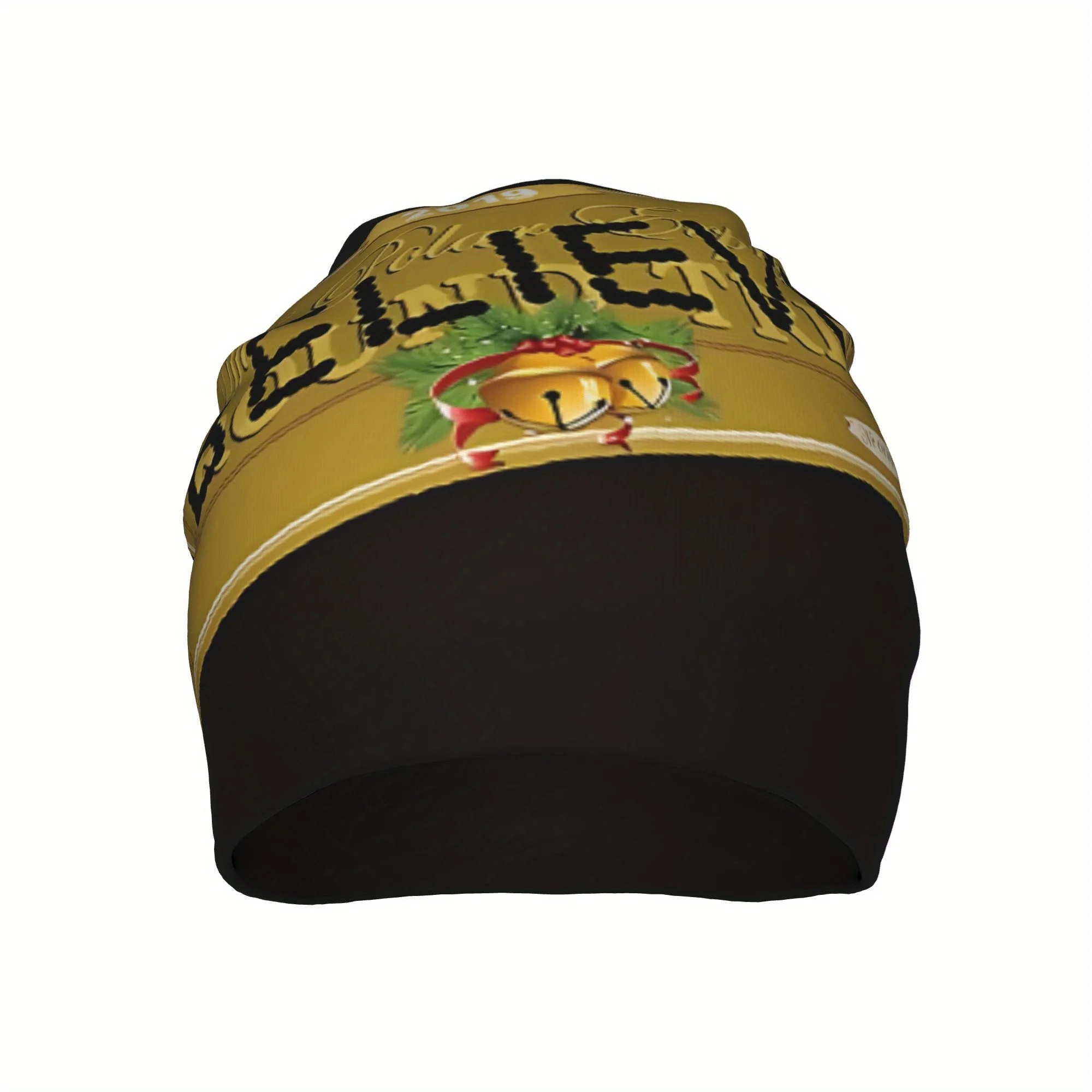 "1 قطعة Polar Express Vintage ""Believe"" قبعة بتصميم تذكرة للجنسين من البوليستر المحبوك على شكل جمجمة مع مرنة قابلة للتمدد طفيف