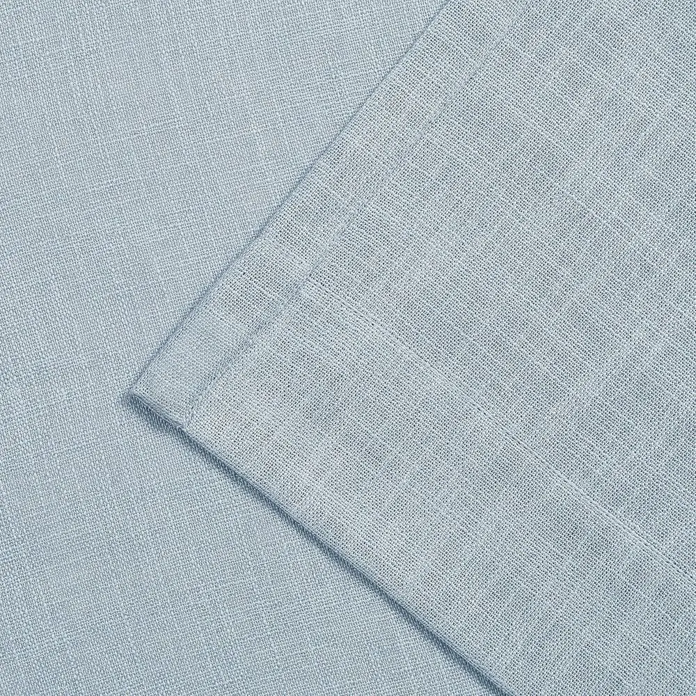 95 세미 시어 더스티 블루 핀치 플리츠 커튼, 거실 공간을 위한 러스틱 린넨 느낌, 뒷면 탭으로 빛을 차단하지 않고 투과시킴, 40x95, 2개입