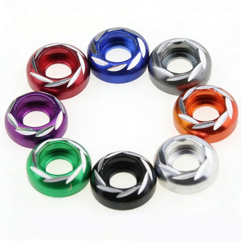 10pcs Universal Colorful Aluminum Alloy 6mm License Plate Washer Set for Motorcycles Car ATV Dirt Bike