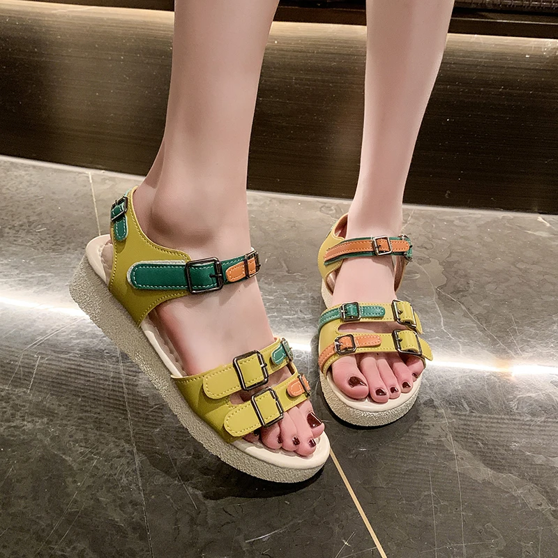 

Summer Shoes for Women 2024 New Retor Open Toe Women's Platform Sandals Punk Metal Buckle Ankle Strap Ladies Casual Sandalias