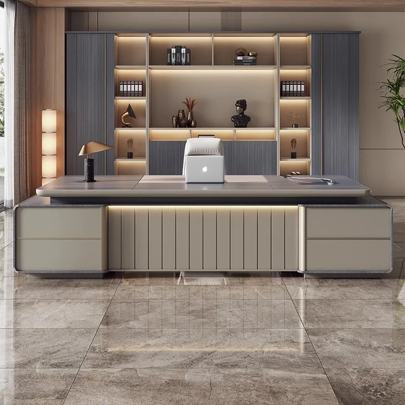 Scrivania Boss, combinazione scrivania e sedia da ufficio, manager della sedia semplice e moderna