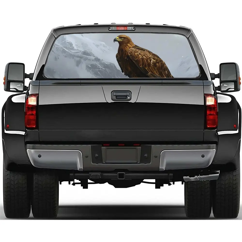 

Animal Eagle on The Snowy Mountain Car Rear Windshield Sticker Truck Window See Through Perforated Back Window Vinyl Decal Decor