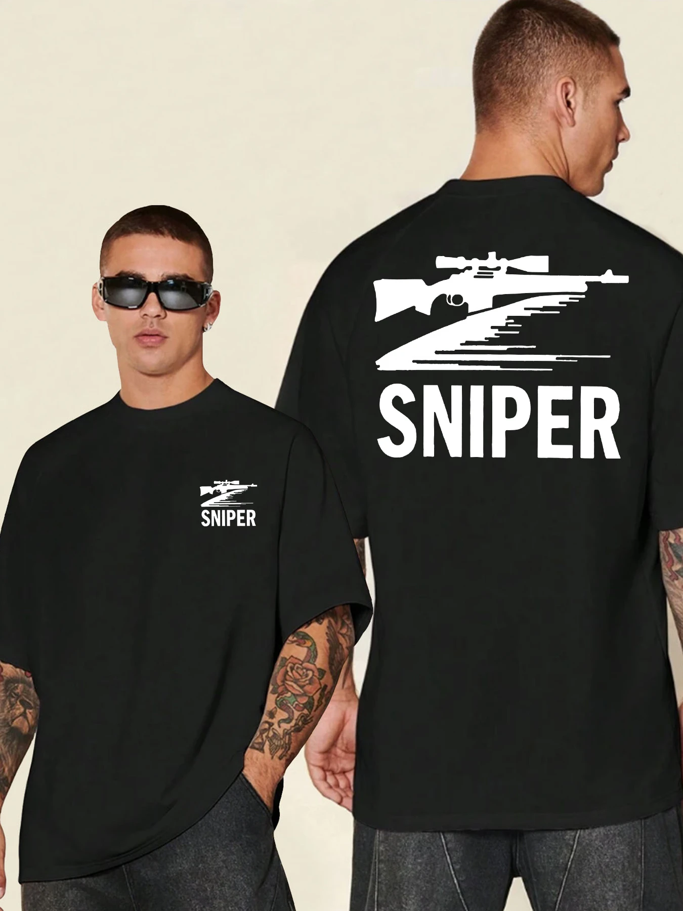 

High-quality Men's Summer New Thick Pure Cotton T-shirt, with Printed Design, Stylish, Breathable, and Sweat-absorbing