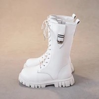 Elegant Zipper Baby Girl Casual Fashion Boots Autumn/winter Round Toe Warm Thick Sole Lace Comfortable Children's Midsole Boots 5