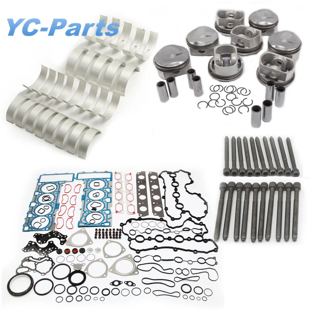 4.8L V8 Engine Overhaul Package Repair Kit Gasket Piston & Rings 84.5mm Crankshaft & Conrod Bearing Head Bolts for A8 Q7 Touareg