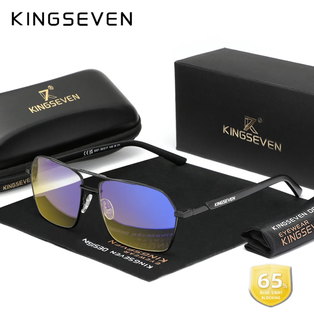 KINGSEVEN Rechteckige Anti-Blue-ray-Brille für Herren, Telefon, Computer, Anti-Blaulicht-blockierende Brille für Damen, leicht