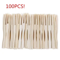 100pcs disposable fork cake Dim sum fruit bamboo stick fork