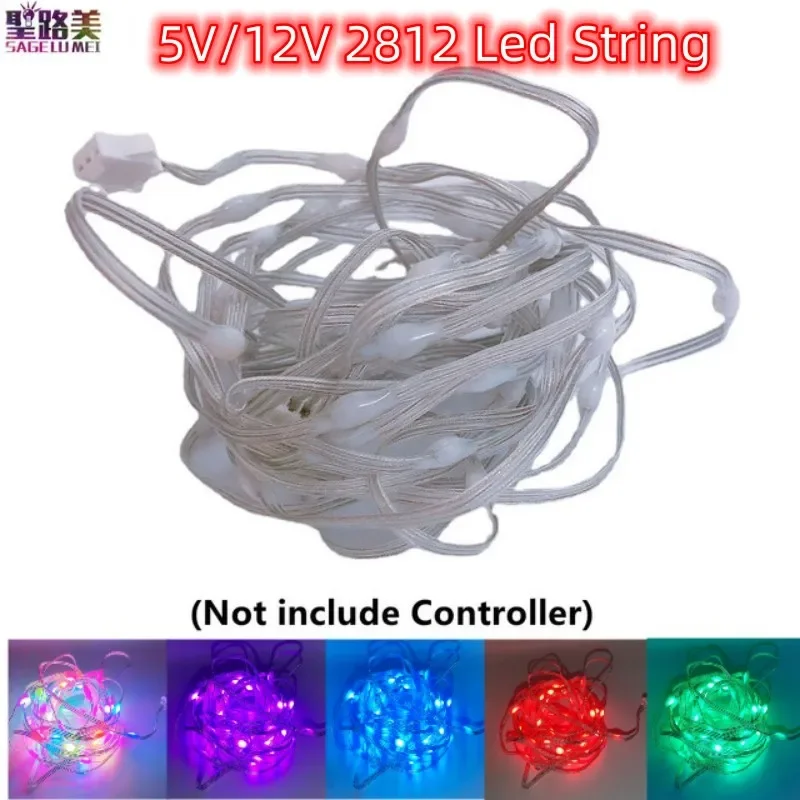 5M 5V/12V 2812b Led String Lights Rgb Droom Kleur Adresseerbare Individueel Led Modules Voor Bruiloftsfeest Kerst Decoratie